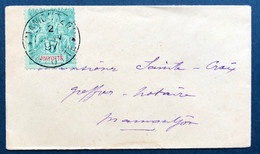 France Colonies Françaises Petite Lettre Locale 1897 Type Groupe N°4 5c Vert Obl Mamoutzou/Mayotte RR & SUP - Cartas & Documentos