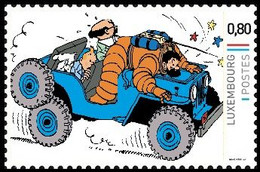 Timbre Privé** Kuifje/Tintin - Milou/Bobbie - Haddock - Jeep CJ 2a, Datant De 1946 - Objectif Lune / Raket Naar De Maan - Cars