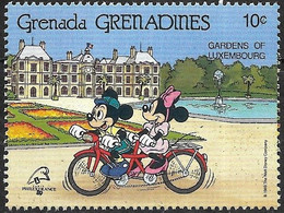 GRENADINES OF GRENADA 1989 Walt Disney Cartoon Characters In Paris -10c - Mickey And Minnie Mouse On Tandem MH - Grenade (1974-...)