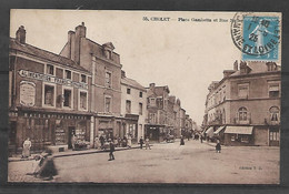 Carte Postale Ancienne De Cholet, Place Gambetta Et Rue Nation, VINTAGE POSTCARD OF CHOLET - Cholet
