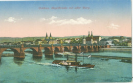 Coblenz; Moselbrücke Mit Alter Burg (Raddampfer) - Nicht Gelaufen. (Karl Fischer - Eltville) - Koblenz