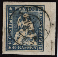 Heimat SG AU 1859-10-23 Zweikreis-Stempel  Auf 10Rp. Strubel Zu#23G Briefstück - Gebraucht