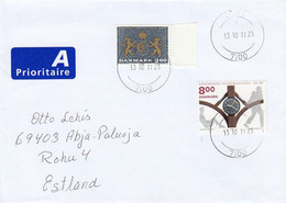 GOOD DENMARK Postal Cover To ESTONIA 2011 - Good Stamped: Coat Of Arm ; Station Clock - Briefe U. Dokumente