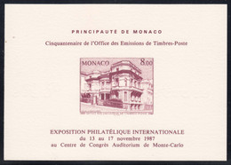 Monaco 1987 Special Item On Thick Cardboard Paper, Philatelic Exposition - Ungebraucht