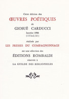 Giosuè Carducci - Oeuvres Poétiques - Ill. Cauvet - 186 P. - Relié - Rombaldi - 1964 - Couverture Picasso - Other