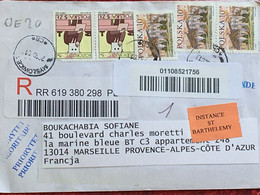 Lettre Recommandé Myslowice Pologne En Instance Marseille Barthelemy-☛la Marine Bleue-☛Polecany List Z Mysłowic Polska W - Brieven En Documenten