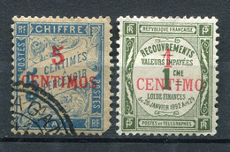 22432 MAROC  Taxe 1°, 6* Timbres-taxe De France De 1893 Et 1908  Surcharge A  1896-1909  B/TB - Segnatasse