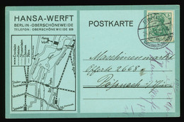 Schöne Reklame Karte 1914 HANSA-WERFT Berlin Oberschöneweide Gelaufen Nach Pößneck Thüringen - Treptow