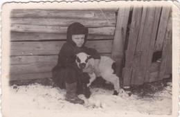 Old Real Original Photo - Little Boy With A Lamb - Dimitrovo Pernik - Ca. 8.5x6 Cm - Anonymous Persons