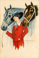 NANNI Nanni * Série 3 CPA Illustrateur * Femmes Et Chevaux * Femme Cheval Horse Mode Chapeau Hippisme * Série 257 - Nanni