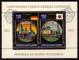 GUINEA Ecuatorial 1972 - Japan Railway, Locomotive, Gold Foil Embossed Miniature Sheet (CTO) Fine Used - Equatoriaal Guinea