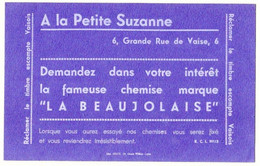 Buvard A La Petite Suzanne, Chemiserie " La Beaujolaise "rue De Vaise à Lyon. - Textile & Clothing