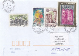 GOOD ANDORRA Postal Cover To ESTONIA 2021 - Good Stamped: Europa ; Art ; Football - Cartas & Documentos