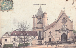 1906 ECOUEN Cpa Colorisée Petite Animation L ' Eglise - Andere & Zonder Classificatie