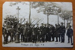Paris. 31 Mai 1909 Carte Photo. (dompteur Dresseur Cheval ? Taxi ?Attelage) - Openbaar Vervoer
