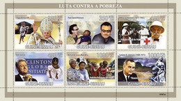 Guinea Bissau 2009, Scweitzer, Pope Benedict, Bono, Red Cross, Mandela, 6val In BF - Albert Schweitzer