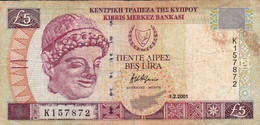 CYPRUS (GREECE) 5 POUNDS 2001 F P-61a  "free Shipping Via Regular Air Mail (buyer Risk)" - Zypern