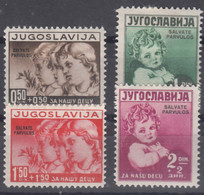 Yugoslavia Kingdom, Salvate Parvulos Ovpt. 1938 Mi#366-369 Mint Hinged - Nuovi