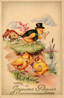 Thème Fête * Joyeuses Pâques * Poussins Humanisés * Cpa Illustrée - Pasen