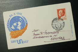 Yugoslavia 1968 Special Cancel On Cover From Titograd Montenegro To Belgrade Serbia - Un United Nations Day Podgorica A9 - Covers & Documents