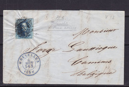 Belgique - Lettre De 1854 - 4 Marges + 1 Voisin - Oblit Bruxelles - Avec Retouches - 1849-1865 Medaillen (Sonstige)