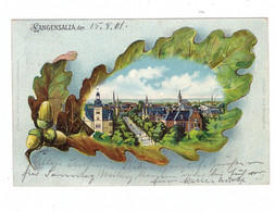 0-5820 BAD LANGENSALZA, Lithographie, Eichenblatt - Präge - Karte - Bad Langensalza