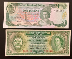 2 X Belize A/Series Banknotes, Queen Of England, 1987 And 1976 - Belize