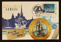 76 - Rouen - TàM Pont Flaubert Sur CP Armada 2013 - Personalized Stamps (MonTimbraMoi)