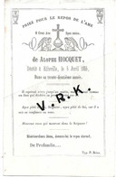 Alophe HOCQUET , + à Abbeville Le 5/4/1855 à 32 Ans - Décès