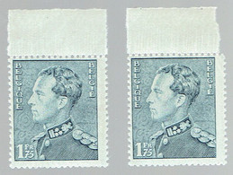 2 Timbres Léopold III Poortman 1,75 Bleu-ardoise (COB 430**) Nuance De Couleur - Kleurnuance - 1934-1935 Leopoldo III