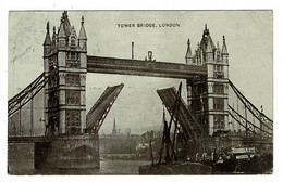 Ref  1494  -  1910 Postcard - Tower Bridge London - Posted Waterloo Liverpool - River Thames