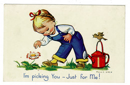 Ref  1494  -  Mollie Grey Postcard - I'm Picking You - Just For Me! - Girl Flower & Watering Can - Fumetti