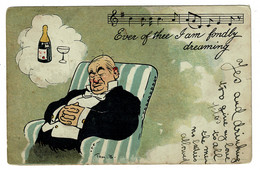 Ref  1494  -  1903 Comic Postcard - Drunk & Musical Score - Middlesborough Duplex Postmark - Fumetti