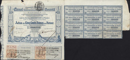 Action 500F Au Porteur Compagnie Du Canal Interocéanique De Panama 2 Timbres Annulés Paris 30 1 1886 - Transporte