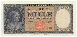 1000 LIRE ITALIA ORNATA DI PERLE MEDUSA 10/02/1948 SUP - Altri & Non Classificati