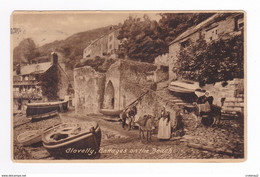 RU Angleterre Clovelly Cottages On The Beach VOIR 2 ZOOMS Anes Ou Mulets En 1932 Peacock Series N°852P - Clovelly