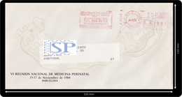 España 1984 VI Reunion Medicina Perinatal Red Meter Franquia Franchise Pitney Bowes “5000” Barcelona - Portofreiheit