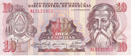 BILLETE DE HONDURAS DE 10 LEMPIRAS DEL AÑO 1989 EN CALIDAD MBC (VF) (BANKNOTE) - Honduras