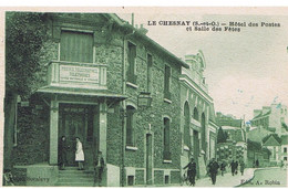 78 - LE CHESNAY - Hôtel Des Postes Et Salle Des Fêtes - Belle Carte Animée - Circulé - Dos Divisé - Le Chesnay