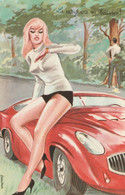 CPSM Glacée Pin-up Sexy Glamour Voiture De Sport Homme Urinant Pause-Pipi Pisse Illustrateur L. CARRIERE N° 30377 - Carrière, Louis