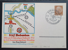 Deutsches Reich 1940, Postkarte PP122 "Werbeschau" STRAUBING Sonderstempel - Covers & Documents