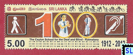 Sri Lanka Stamps 2012, Ceylon School For The Deaf And Blind, Embossed Braille, ODD, MNH - Sri Lanka (Ceylan) (1948-...)
