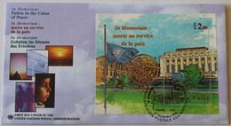 FDC Unitid Nations 2 Fr. Mi:NT-GE BL12. Fallen In The Cause Of Peace, Dag Hammarskjold Medal - Storia Postale