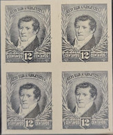 O) 1893 ARGENTINA, DIE PROOF CARDBOARD, MANUEL BELGRANO SCT 99 12c, VIRREINATO RIO DE LA PLATA, BLOCK, XF - Ungebraucht