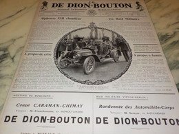 ANCIENNE PUBLICITE JOURNAL INDUSTRIEL AUTOMOBILE ALPHONSE XIII  DION BOUTON 1908 - Cars