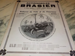 ANCIENNE PUBLICITE VOITURES DE VILLE  BRASIER 1908 - Cars