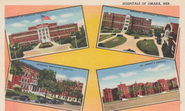 Omaha Nebraska, Hospitals Of Omaha, Multi-view Scenes, C1940s Vintage Curteich Linen Postcard - Omaha