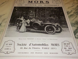 ANCIENNE PUBLICITE AUTOMOBILE  MORS ET MADAME CECILE THEVENET 1910 - Cars