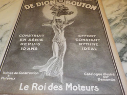 ANCIENNE PUBLICITE VOITURES DE DION BOUTON MOTEUR 1920 - Cars