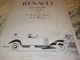 ANCIENNE PUBLICITE LA 40 HP VOITURE RENAULT  1914 - Cars